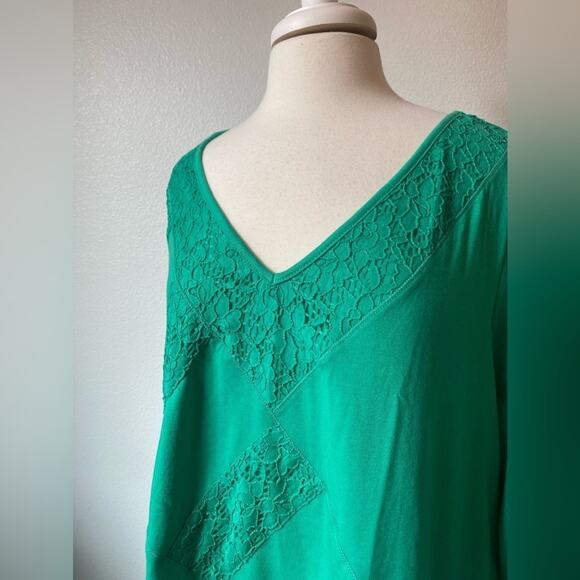 Roaman’s NWOT Boho Crochet Patchwork Retro Asymmetric Casual Travel Tunic Top 2X - Picture 6 of 12